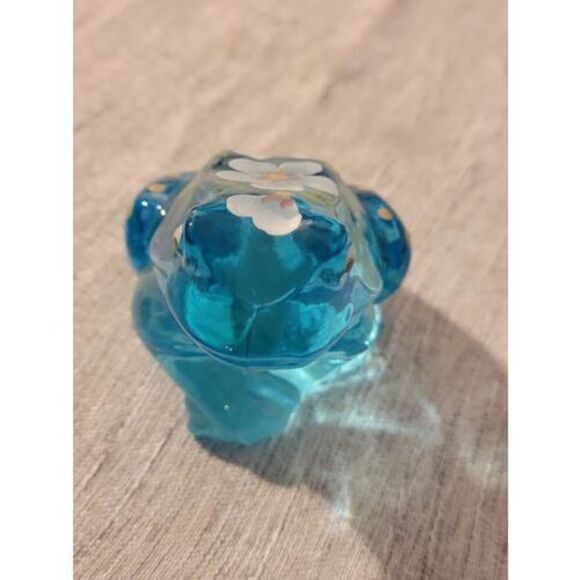 VINTAGE FENTON FROG BLUE GLASS HAND PAINTED FLOWERS Artist Signed D. Wright - Picture 8 of 10